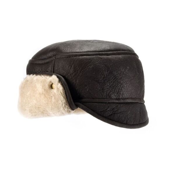 Eastern Counties Leather Mens Caxton Sheepskin Aviator Trapper Hat / Dark Brown